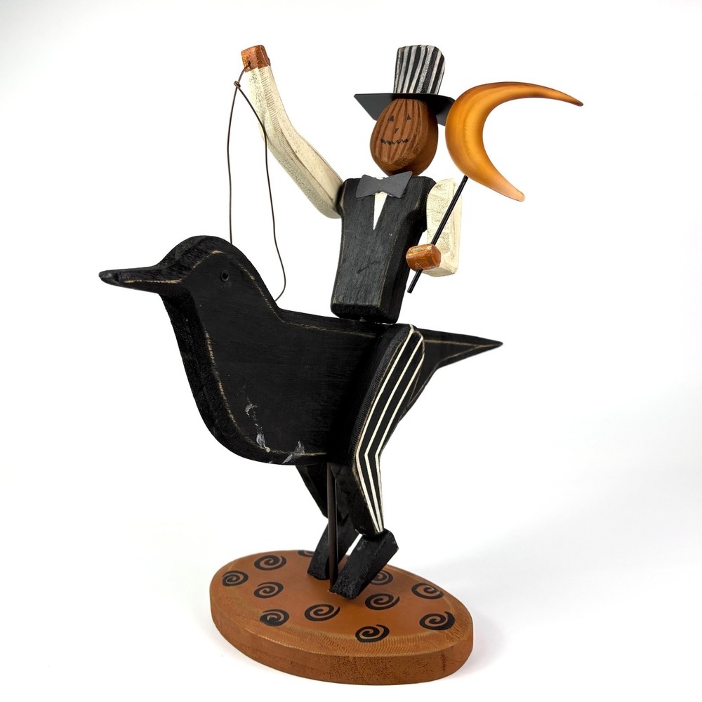 Primitives by‎ Kathy Stand Up Jack on Crow Dan DiPaolo Wooden Folk Art Halloween